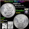 Image 1 : *HIGHLIGHT OF NIGHT* 1889-cc Morgan Dollar $1 Graded Select Unc By USCG (fc)