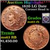 Image 1 : ***Auction Highlight*** 1820 LG Date Coronet Head Large Cent 1c Graded Select Unc RB By USCG (fc)