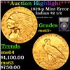 Image 1 : ***Auction Highlight*** 1928-p Mint Error Gold Indian Quarter Eagle $2 1/2 Graded Select+ Unc By USC