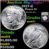 Image 1 : ***Auction Highlight*** 1927-d Peace Dollar $1 Graded Select+ Unc By USCG (fc)