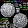Image 1 : ***Auction Highlight*** 1921-d Morgan Dollar $1 Graded Unc+ PL By USCG (fc)