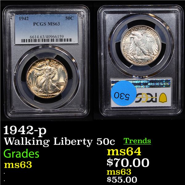 PCGS 1942-p Walking Liberty Half Dollar 50c Graded ms63 By PCGS