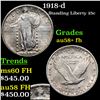 Image 1 : 1918-d Standing Liberty Quarter 25c Grades Choice AU/BU Slider+ FH