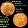 Image 1 : 1909 vdb Lincoln Cent 1c Grades GEM Unc RB
