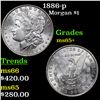 Image 1 : 1886-p Morgan Dollar $1 Grades GEM+ Unc