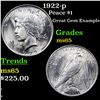 Image 1 : 1922-p Peace Dollar $1 Grades GEM Unc