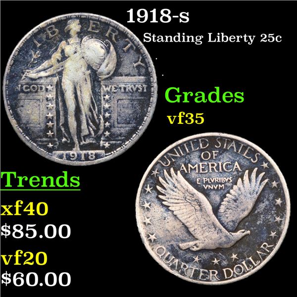 1918-s Standing Liberty Quarter 25c Grades vf++