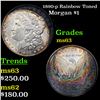 Image 1 : 1890-p Rainbow Toned Morgan Dollar $1 Grades Select Unc