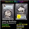 Image 1 : Proof ***Auction Highlight*** PCGS 2001-p Buffalo Modern Commem Dollar $1 Graded pr69 dcam By PCGS (