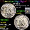 ***Auction Highlight*** 1941-p Walking Liberty Half Dollar 50c Graded ms67+ By SEGS (fc)