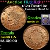 Image 1 : ***Auction Highlight*** 1823 Restrike Coronet Head Large Cent 1c Graded GEM+ Unc BN By USCG (fc)