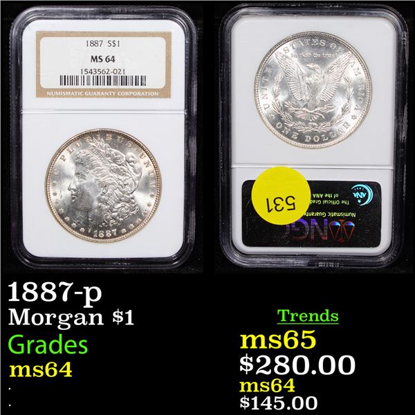 NGC 1887-p Morgan Dollar $1 Graded ms64 By NGC