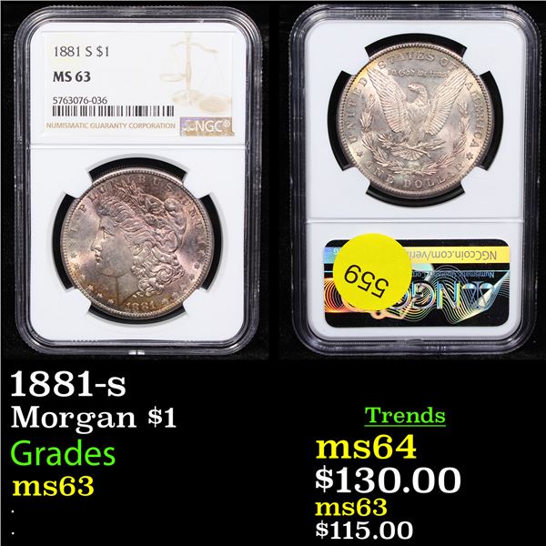 NGC 1881-s Morgan Dollar $1 Graded ms63 By NGC