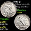 Image 1 : 1943-p Walking Liberty Half Dollar 50c Grades Choice AU/BU Slider