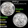 1945-p Walking Liberty Half Dollar 50c Grades Choice Unc