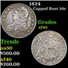 Image 1 : 1824 Capped Bust Half Dollar 50c Grades xf+