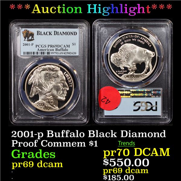Proof ***Auction Highlight*** PCGS 2001-p Buffalo Black Diamond Modern Commem Dollar $1 Graded pr69 
