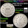 Image 1 : ***Auction Highlight*** 1883 FS-312 RPD Shield Nickel 5c Graded ms65 By SEGS (fc)