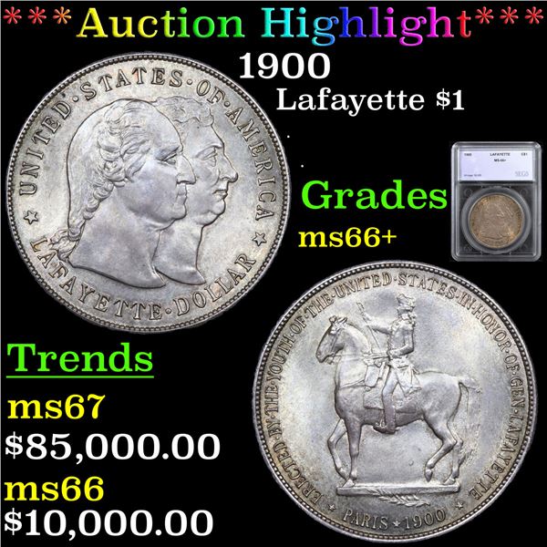***Auction Highlight*** 1900 Lafayette Dollar $1 Graded ms66+ By SEGS (fc)