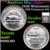 Image 1 : ***Auction Highlight*** 1936 Wisconsin Old Commem Half Dollar 50c Graded ms67 By SEGS (fc)