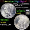 Image 1 : ***Auction Highlight*** 1923-p vam1L1 I3 R5 Peace Dollar $1 Graded ms67 By SEGS (fc)