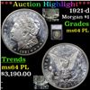 Image 1 : ***Auction Highlight*** 1921-d Morgan Dollar $1 Graded ms64 PL By SEGS (fc)
