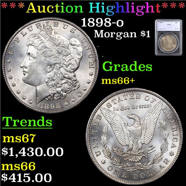 ***Auction Highlight*** 1898-o Morgan Dollar $1 Graded ms66+ By SEGS (fc)