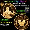 Image 1 : Proof ***Auction Highlight*** 1993-W WWII Gold Modern Commem $5 Graded GEM++ Proof Deep Cameo By USC