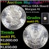 Image 1 : ***Auction Highlight*** 1885-cc GSA Hoard Morgan Dollar $1 Graded Select Unc PL By USCG (fc)