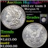 Image 1 : ***Auction Highlight*** 1892-cc vam 3 Morgan Dollar $1 Graded Select Unc By USCG (fc)