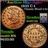 Image 1 : ***Auction Highlight*** 1835 C-1 Classic Head half cent 1/2c Graded Select Unc BN By USCG (fc)
