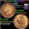 Image 1 : Proof ***Auction Highlight*** 1880 Indian Cent 1c Graded Choice Proof Red Cameo By USCG (fc)