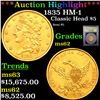 Image 1 : ***Auction Highlight*** 1835 HM-1 Classic Head $5 Gold Graded Select Unc By USCG (fc)