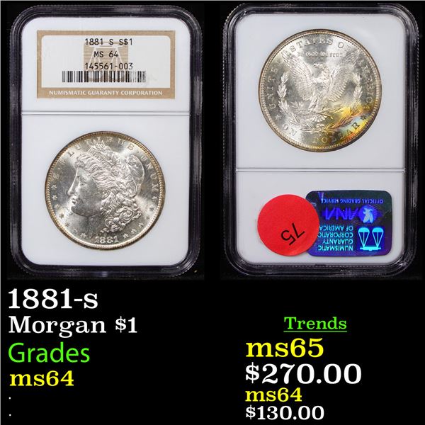 NGC 1881-s Morgan Dollar $1 Graded ms64 By NGC