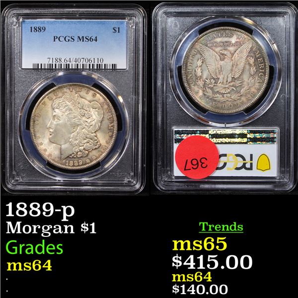 PCGS 1889-p Morgan Dollar $1 Graded ms64 By PCGS