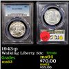 Image 1 : PCGS 1943-p Walking Liberty Half Dollar 50c Graded ms63 By PCGS