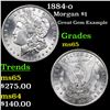 Image 1 : 1884-o Morgan Dollar $1 Graded GEM Unc