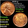 Image 1 : 1918-p Lincoln Cent 1c Graded Choice+ Unc BN