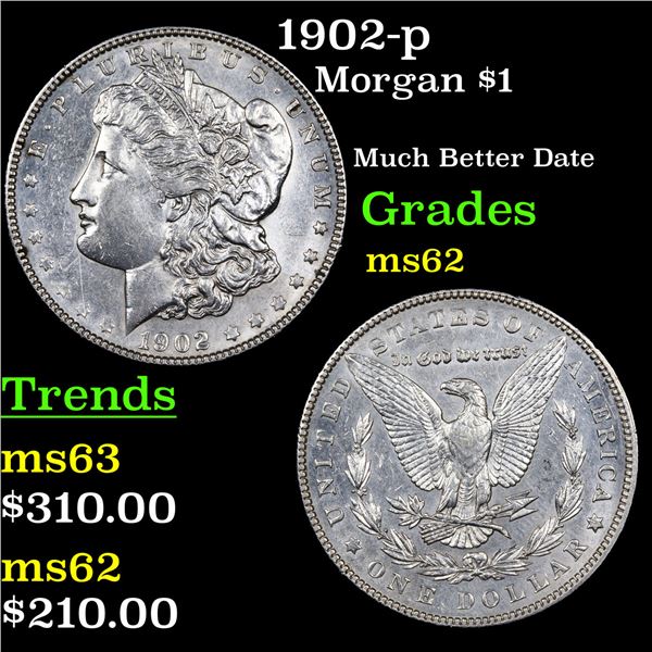 1902-p Morgan Dollar $1 Graded Select Unc