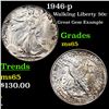 Image 1 : 1946-p Walking Liberty Half Dollar 50c Graded GEM Unc