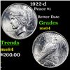 Image 1 : 1922-d Peace Dollar $1 Graded Choice Unc