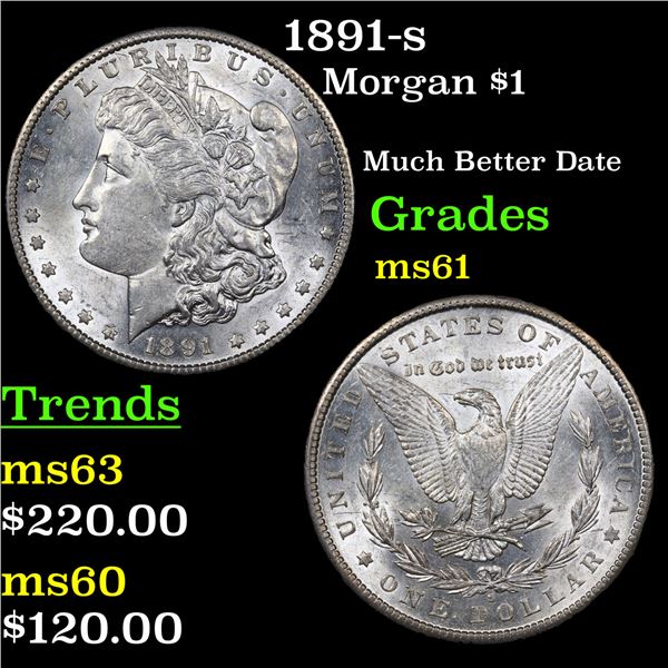1891-s Morgan Dollar $1 Graded BU+