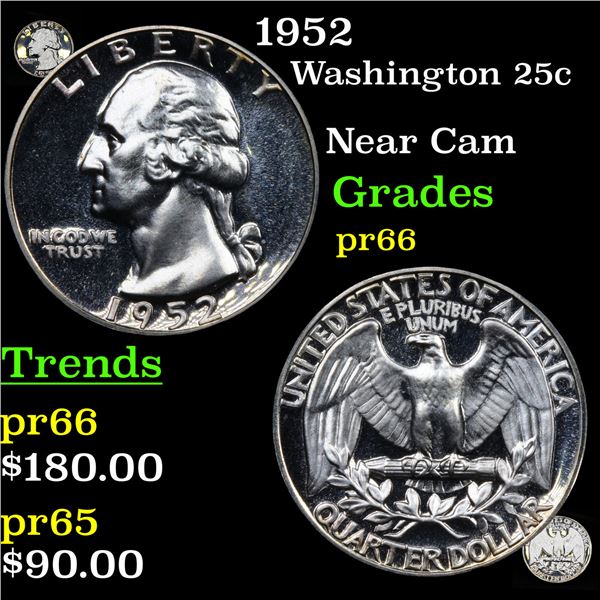Proof 1952 Washington Quarter 25c Graded GEM+ Proof