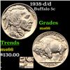 Image 1 : 1938-d/d Buffalo Nickel 5c Graded GEM+ Unc