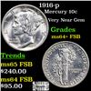 Image 1 : 1916-p Mercury Dime 10c Graded Choice Unc+ FSB
