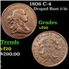 Image 1 : 1806 C-4 Draped Bust Half Cent 1/2c Graded vf, very fine