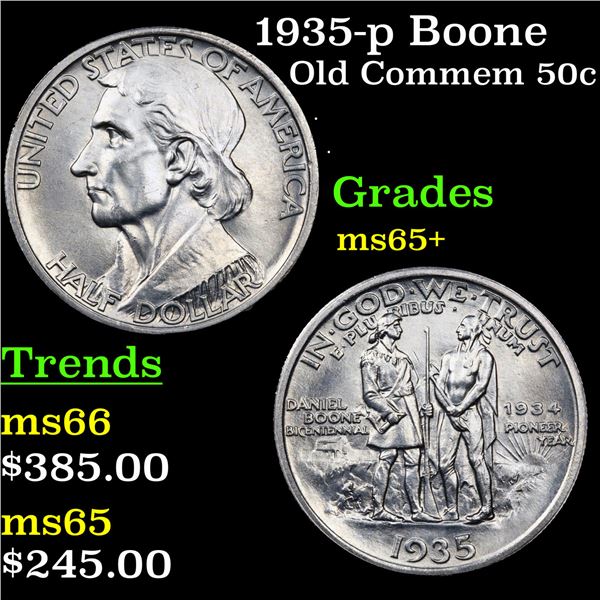 1935-p Boone Old Commem Half Dollar 50c Graded GEM+ Unc