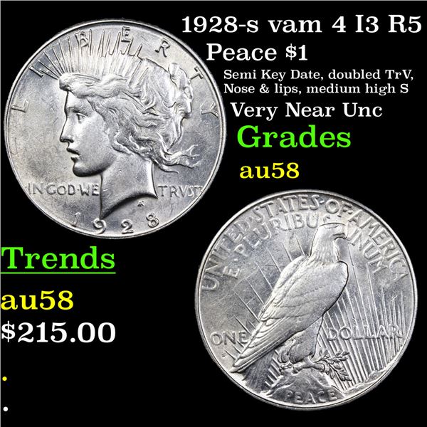 1928-s vam 4 I3 R5 Peace Dollar $1 Graded Choice AU/BU Slider