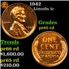 Image 1 : Proof 1942 Lincoln Cent 1c Graded Gem Proof Red