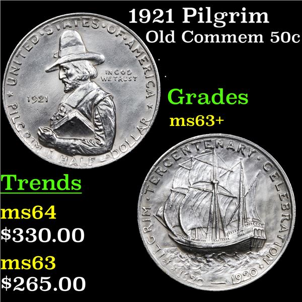1921 Pilgrim Old Commem Half Dollar 50c Graded Select+ Unc